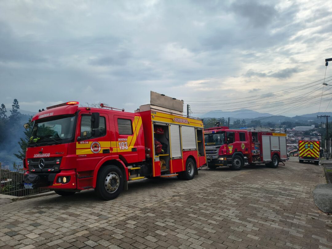 Incêndio de grandes proporções atinge empresa de pellets em Benedito Novo