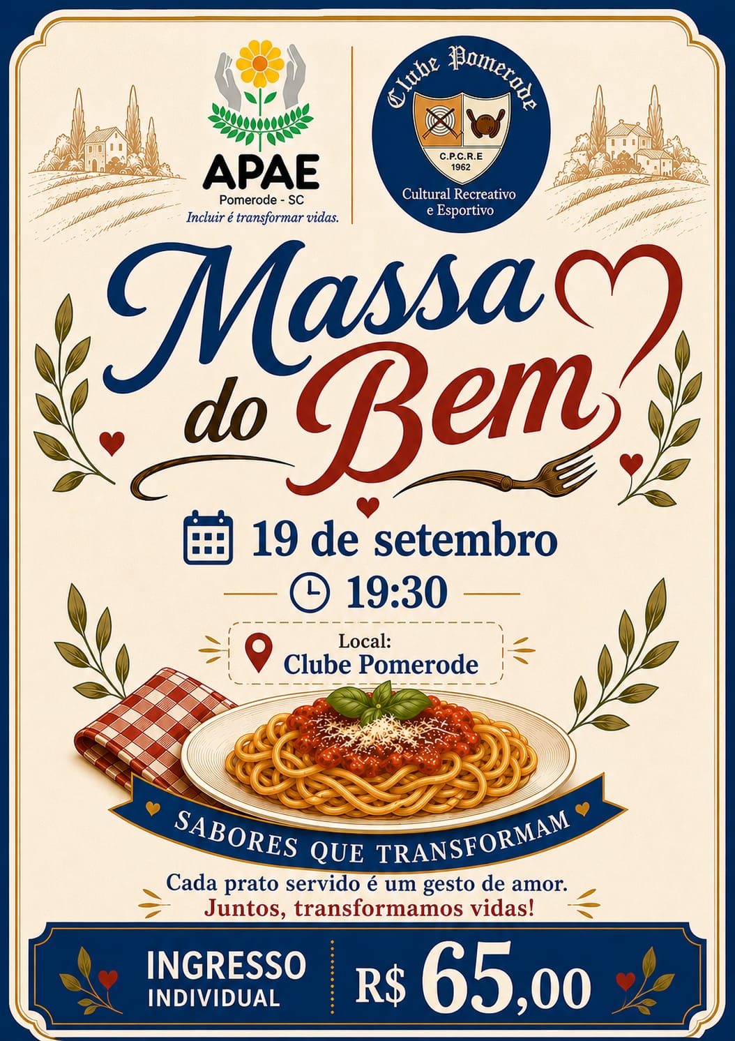 APAE de Pomerode promove Massa do Bem, no mês de setembro