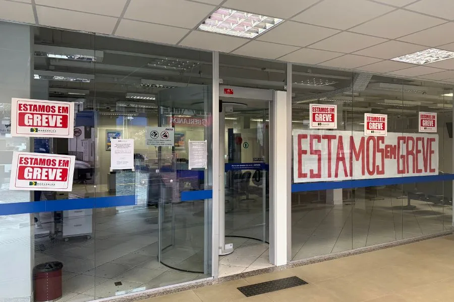Greve dos bancários em Pomerode.